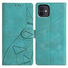 For iPhone 12 / 12 Pro Triangles Embossed Leather Phone Case(Green) - 1
