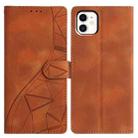 For iPhone 11 Triangles Embossed Leather Phone Case(Brown) - 1