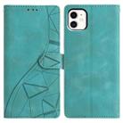 For iPhone 11 Triangles Embossed Leather Phone Case(Green) - 1