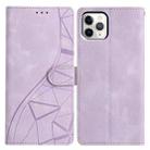For iPhone 11 Pro Triangles Embossed Leather Phone Case(Purple) - 1