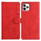 For iPhone 11 Pro Triangles Embossed Leather Phone Case(Red) - 1