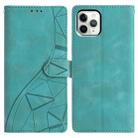 For iPhone 11 Pro Triangles Embossed Leather Phone Case(Green) - 1