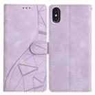 For iPhone X / XS Triangles Embossed Leather Phone Case(Purple) - 1