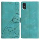 For iPhone X / XS Triangles Embossed Leather Phone Case(Green) - 1