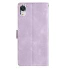 For iPhone XR Triangles Embossed Leather Phone Case(Purple) - 3