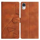 For iPhone XR Triangles Embossed Leather Phone Case(Brown) - 1