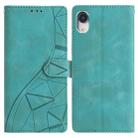For iPhone XR Triangles Embossed Leather Phone Case(Green) - 1