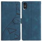 For iPhone XS Max Triangles Embossed Leather Phone Case(Blue) - 1