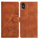 For iPhone XS Max Triangles Embossed Leather Phone Case(Brown) - 1