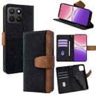 For Honor X8c 4G Global Color Stitching Skin Feel Leather RFID Blocking Phone Case(Black) - 1