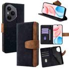 For Honor 400 Pro Global 160.8mm Color Stitching Skin Feel Leather RFID Blocking Phone Case(Black) - 1
