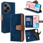 For Honor 400 Pro Global 160.8mm Color Stitching Skin Feel Leather RFID Blocking Phone Case(Blue) - 1
