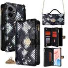 For Honor 400 Global 156.5mm Crossbody Handle Snake Texture Leather Phone Case(Black) - 1