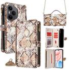 For Honor 400 Pro Global 160.8mm Crossbody Handle Snake Texture Leather Phone Case(White) - 1
