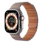 For Apple Watch 46mm / 49mm / 45mm / 44mm Magnetic PU Leather Watch Band(Khaki) - 1