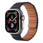 For Apple Watch 46mm / 49mm / 45mm / 44mm Magnetic PU Leather Watch Band(Dark Blue) - 1