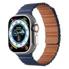 For Apple Watch 42mm / 41mm / 40mm / 38mm Magnetic PU Leather Watch Band(Midnight Blue) - 1