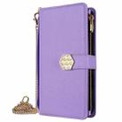 For vivo V50 5G Crossbody Handle Cross Texture Leather Phone Case(Purple) - 2