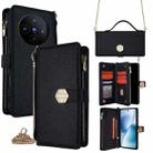 For vivo X200s 5G Crossbody Handle Cross Texture Leather Phone Case(Black) - 1