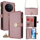 For vivo X200s 5G Crossbody Handle Cross Texture Leather Phone Case(Rose Gold) - 1
