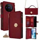 For vivo X200s 5G Crossbody Handle Cross Texture Leather Phone Case(Red) - 1