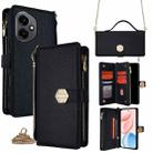 For Honor 400 Global 156.5mm Crossbody Handle Cross Texture Leather Phone Case(Black) - 1
