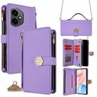 For Honor 400 Global 156.5mm Crossbody Handle Cross Texture Leather Phone Case(Purple) - 1