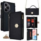 For Honor 400 Pro Global 160.8mm Crossbody Handle Cross Texture Leather Phone Case(Black) - 1