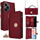 For Honor 400 Pro Global 160.8mm Crossbody Handle Cross Texture Leather Phone Case(Red) - 1