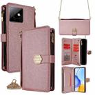For Honor X60 GT 5G Crossbody Handle Cross Texture Leather Phone Case(Rose Gold) - 1