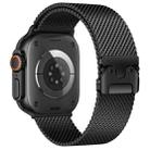For Apple Watch 46mm / 49mm / 45mm / 44mm xDfind Umbrella Buckle Think Milanese Stainless Steel Watch Band(Black) - 1