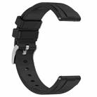 20mm Flat Head Solid Color Steel Buckle Silicone Watch Band(Black) - 3