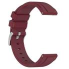 20mm Flat Head Solid Color Steel Buckle Silicone Watch Band(Wine Red) - 3