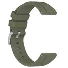 20mm Flat Head Solid Color Steel Buckle Silicone Watch Band(Army Green) - 3