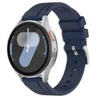 22mm Flat Head Solid Color Steel Buckle Silicone Watch Band(Navy Blue) - 1
