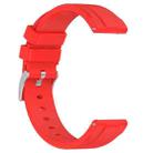 22mm Flat Head Solid Color Steel Buckle Silicone Watch Band(Red) - 3