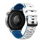 22mm Two Color Printed Silicone Watch Band(White Blue) - 2