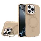 For iPhone 16 Pro Max Diamond Texture Lens Holder Skin Feel MagSafe Phone Case(Desert Gold) - 1