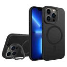 For iPhone 13 Pro Diamond Texture Lens Holder Skin Feel MagSafe Phone Case(Black) - 1