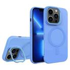 For iPhone 13 Pro Diamond Texture Lens Holder Skin Feel MagSafe Phone Case(Sierra Blue) - 1
