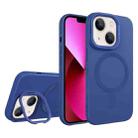 For iPhone 13 Diamond Texture Lens Holder Skin Feel MagSafe Phone Case(Royal Blue) - 1