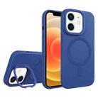 For iPhone 12 Diamond Texture Lens Holder Skin Feel MagSafe Phone Case(Royal Blue) - 1