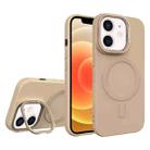 For iPhone 12 Diamond Texture Lens Holder Skin Feel MagSafe Phone Case(Desert Gold) - 1