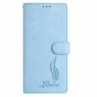 For Google Pixel 9a Skin Feel Embossed Feather Leather Phone Case(Light Blue) - 2