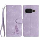 For Google Pixel 9a Skin Feel Embossed Feather Leather Phone Case(Purple) - 1