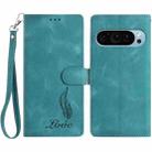 For Google Pixel 10 Pro Skin Feel Embossed Feather Leather Phone Case(Green) - 1