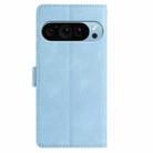 For Google Pixel 10 Pro Skin Feel Embossed Feather Leather Phone Case(Light Blue) - 3