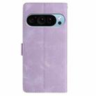 For Google Pixel 10 Pro Skin Feel Embossed Feather Leather Phone Case(Purple) - 3