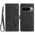 For Google Pixel 10 Pro Skin Feel Embossed Feather Leather Phone Case(Black) - 1
