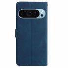 For Google Pixel 10 Pro Skin Feel Embossed Feather Leather Phone Case(Dark Blue) - 3